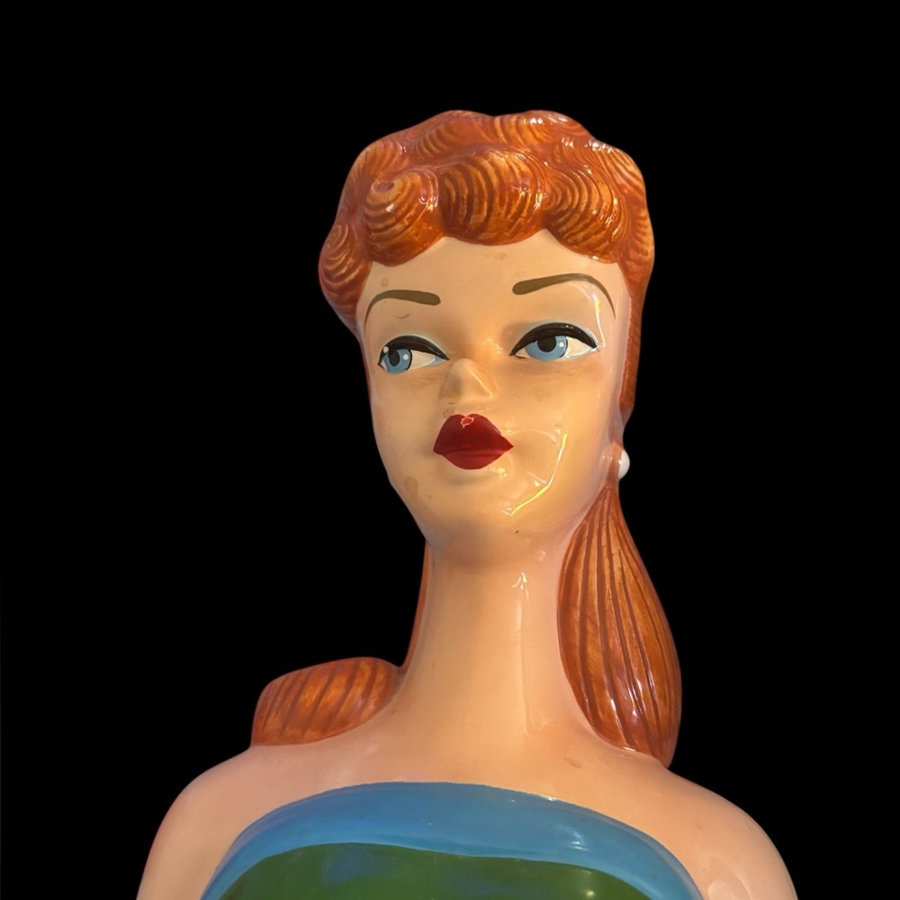 1994 Mattel Enesco Barbie head vase. Replica of the look of 1960s Barbie dolls.